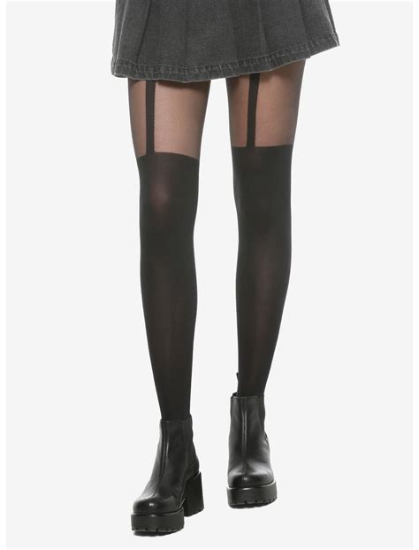 tights with faux garter